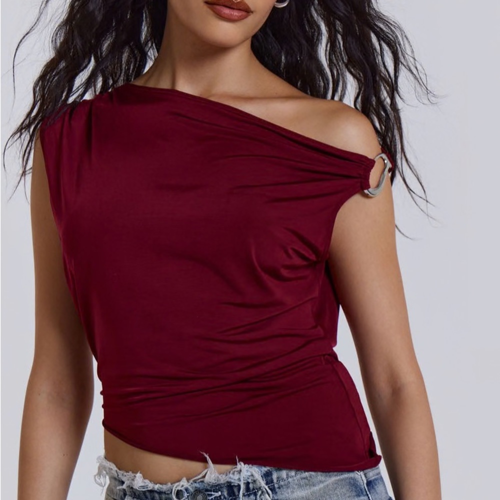 Jaded ldn red drape top